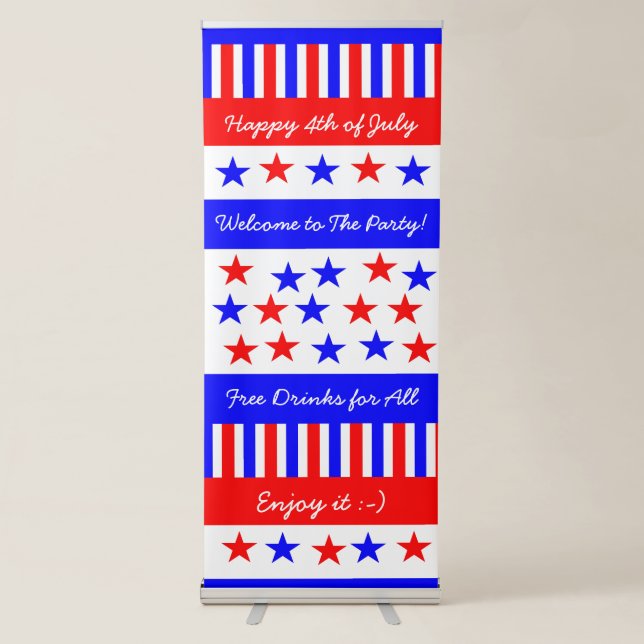 Stars and Stripes Pattern American 4th of July Retractable Banner (Front)
