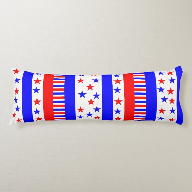 Stars and Stripes Pattern USA Flag Colours Body Cushion (Front)