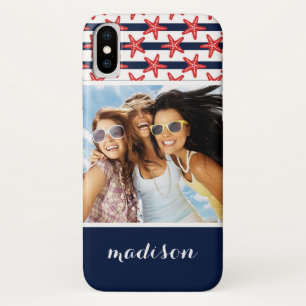 Stars And Stripes Pattern   Your Photo & Name iPhone X Case