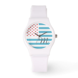 Stars and Stripes personalised monogram Watch
