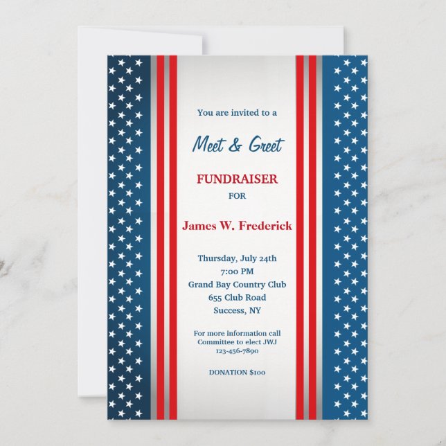Stars and Stripes Political Fundraiser Invitation (Front)