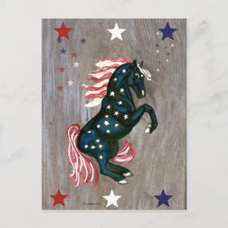 Stars and Stripes Rearing Stallion  Postcard