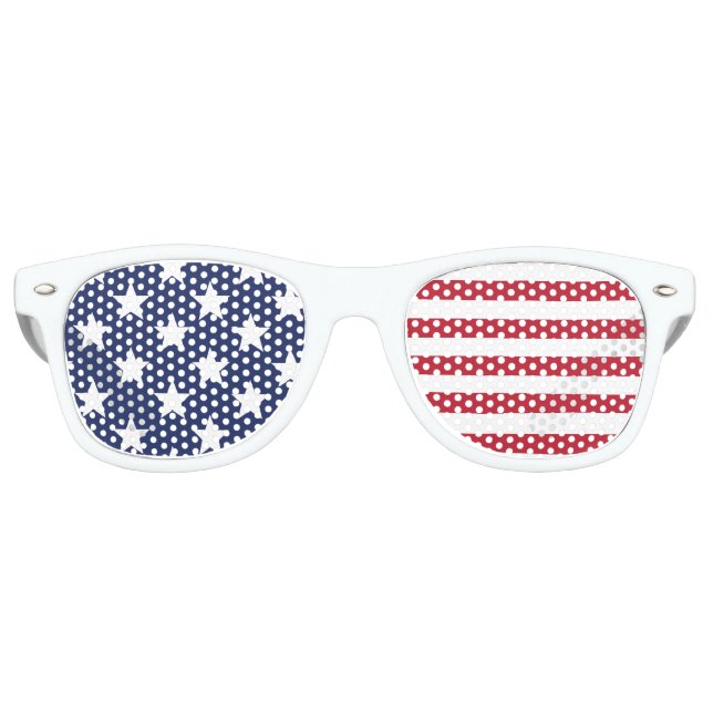 Stars and Stripes Red White and Blue Patriotic Retro Sunglasses (Front)