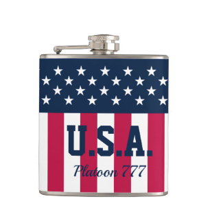 Stars and Stripes Red White Blue Hip Flask