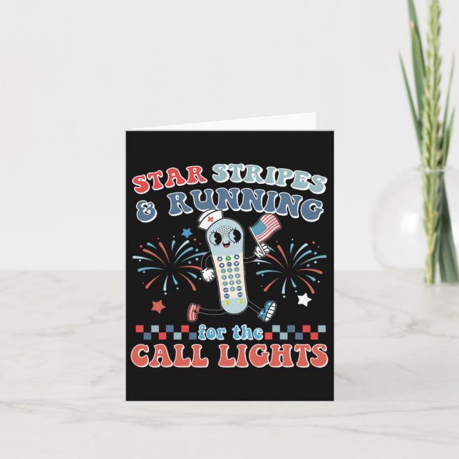 Stars And Stripes Running For Call Lights 4th Of J Card (Front)
