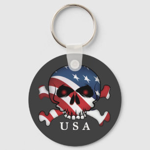 Stars and Stripes Skull Key Ring