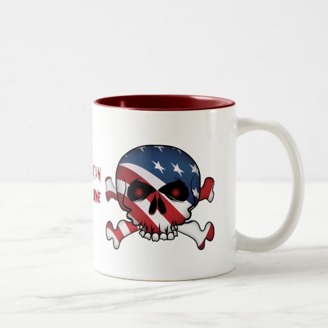 Stars and Stripes Skull, Two-Tone Coffee Mug (Right)