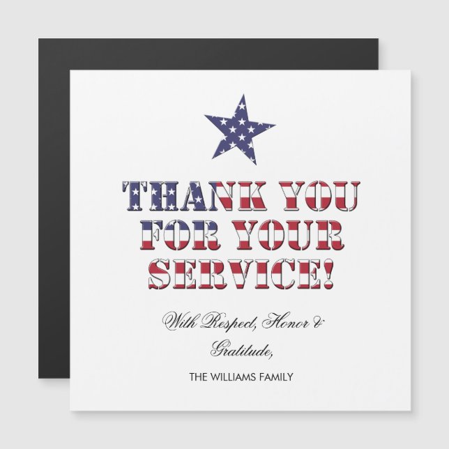 Stars and Stripes Text Thank You for Your Service (Front/Back)