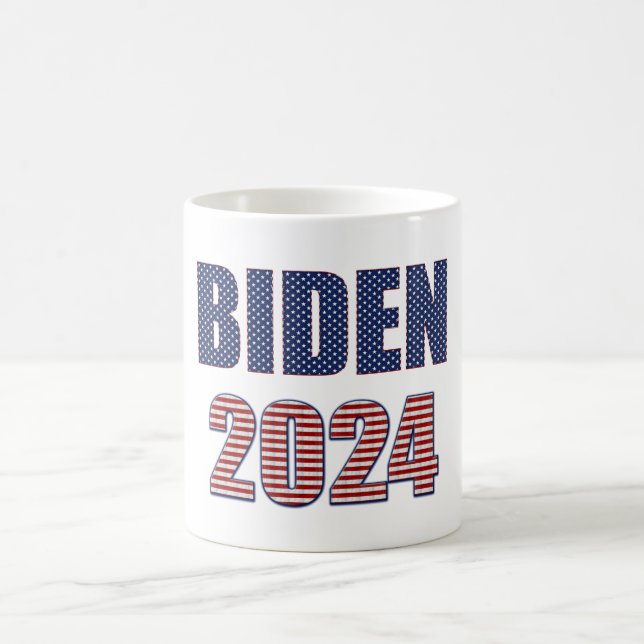 Stars and Stripes Typography Biden 2024 Coffee Mug (Center)