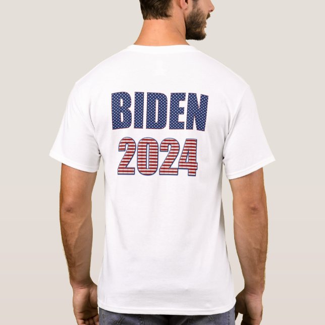 Stars and Stripes Typography Biden 2024 T-Shirt (Back)