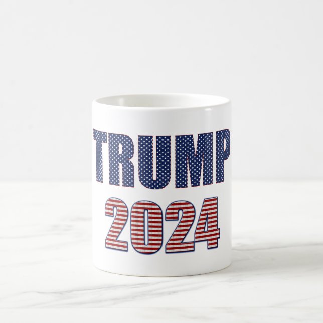 Stars and Stripes Typography Trump 2024 Coffee Mug (Center)
