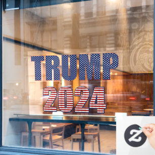 Stars and Stripes Typography Trump 2024 Window Cling