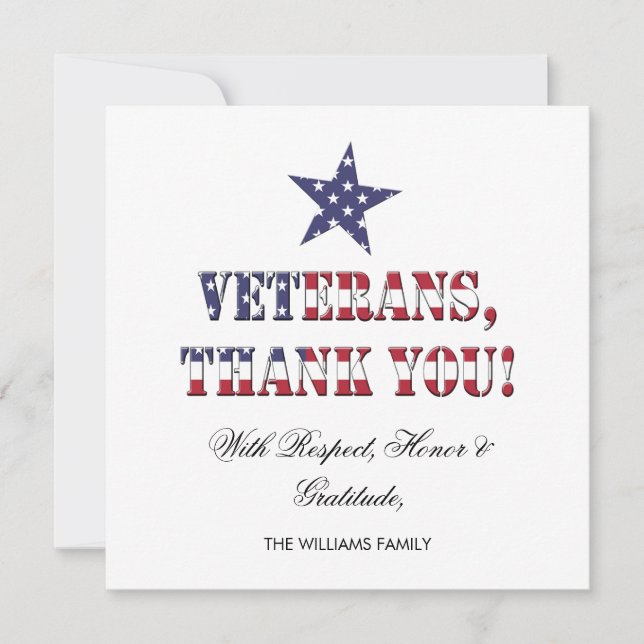 Stars and Stripes Typography Veterans Thank You (Front)