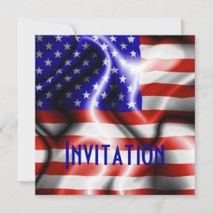 Stars and Stripes USA Flag invitation card