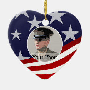 Stars and Stripes USA / Military Prayer Ceramic Tree Decoration