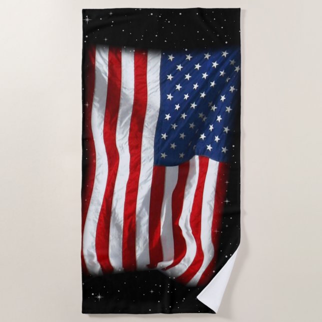 Stars and Stripes USA Patriotic American Flag Beach Towel (Front)