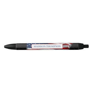 Stars and Stripes USA Patriotic American Flag Black Ink Pen