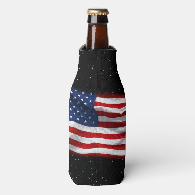 Stars and Stripes USA Patriotic American Flag Bottle Cooler (Bottle Front)
