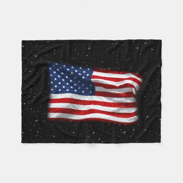 Stars and Stripes USA Patriotic American Flag  Fleece Blanket (Front (Horizontal))