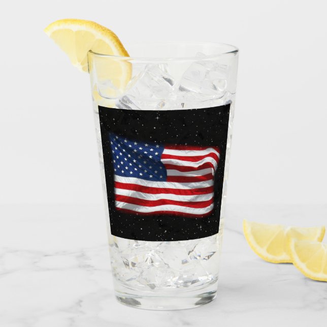 Stars and Stripes USA Patriotic American Flag Glass (Front Ice)