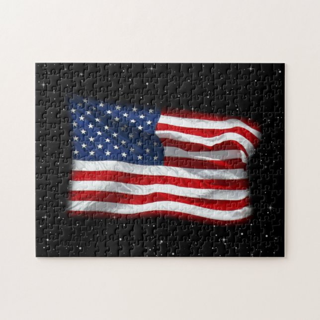 Stars and Stripes USA Patriotic American Flag Jigsaw Puzzle (Horizontal)