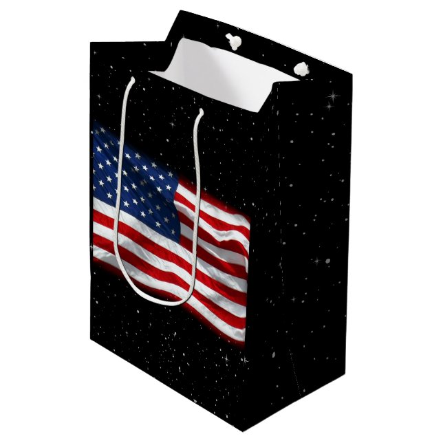 Stars and Stripes USA Patriotic American Flag Medium Gift Bag (Front Angled)