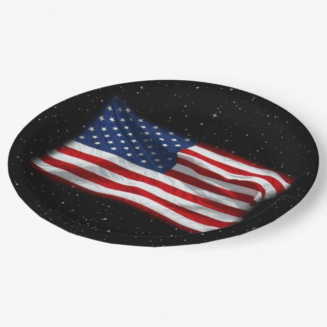 Stars and Stripes USA Patriotic American Flag Paper Plate (Angled)