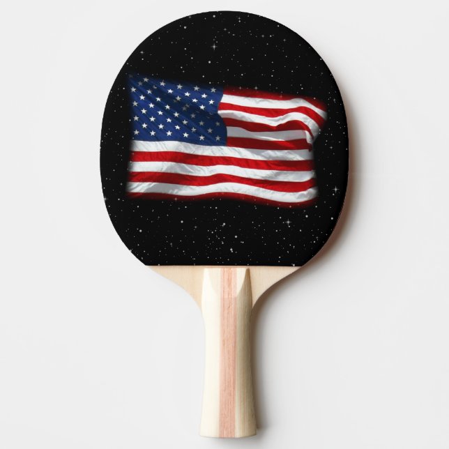 Stars and Stripes USA Patriotic American Flag Ping Pong Paddle (Front)