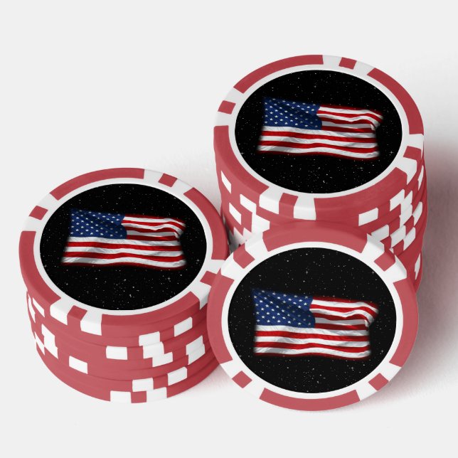 Stars and Stripes USA Patriotic American Flag Poker Chips (Stack)