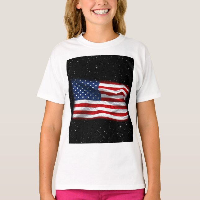 Stars and Stripes USA Patriotic American Flag T-Shirt (Front)