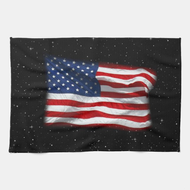 Stars and Stripes USA Patriotic American Flag Tea Towel (Horizontal)