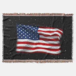 Stars and Stripes USA Patriotic American Flag Throw Blanket