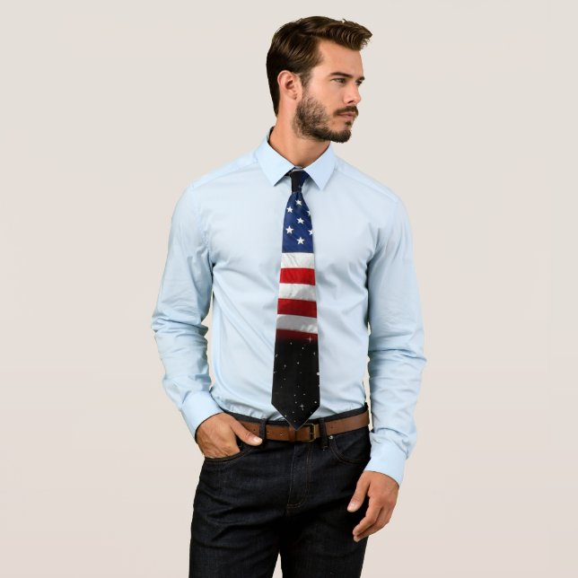 Stars and Stripes USA Patriotic American Flag Tie (In Situ)