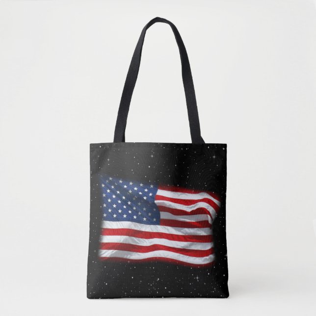 Stars and Stripes USA Patriotic American Flag Tote Bag (Front)