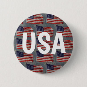 Stars and Stripes USA Patriotic Flag  6 Cm Round Badge