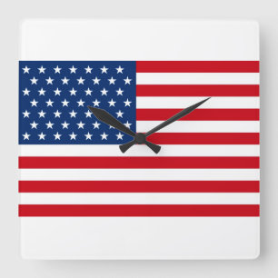 Stars and Stripes USA Square Wall Clock