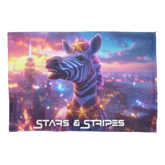 Stars And Stripes with Zebra Zanzibar Pillowcase (Front)