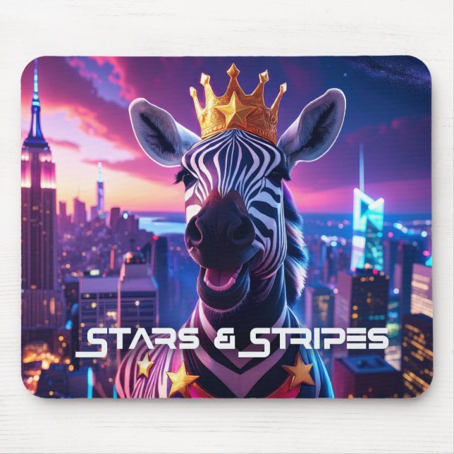 Stars And Stripes Zebra Zanzibar Mouse Mat (Front)