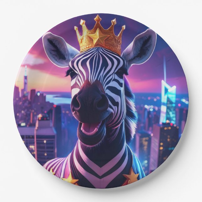 Stars And Stripes Zebra Zanzibar Paper Plate (Front)