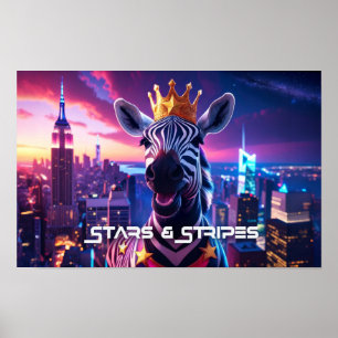 Stars And Stripes Zebra Zanzibar Poster