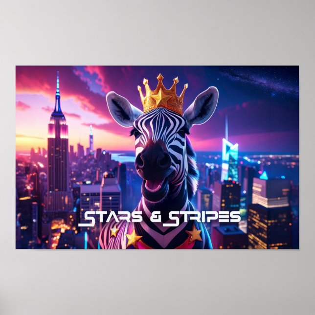 Stars And Stripes Zebra Zanzibar Poster (Front)
