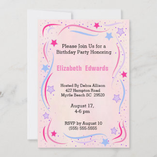Stars and Swirls Birthday Party Invitation