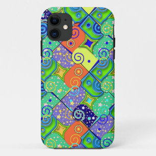 Stars and Swirls Geometric Pattern iPhone 11 Case