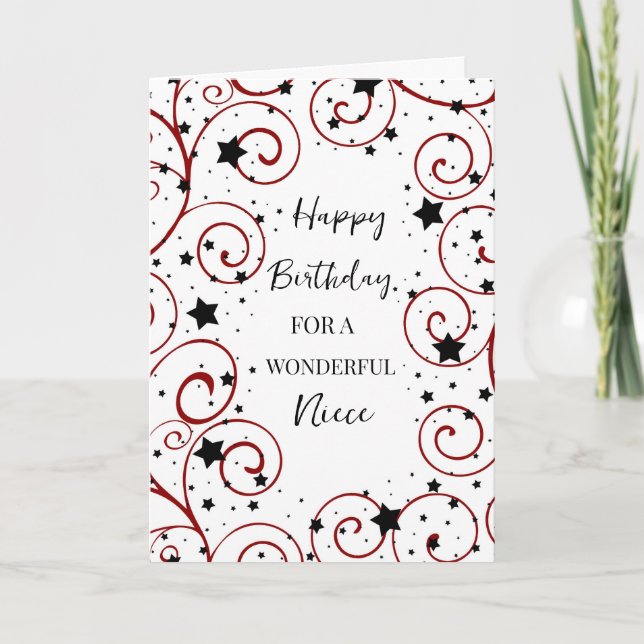 Stars and Swirls Niece Birthday Card (Front)