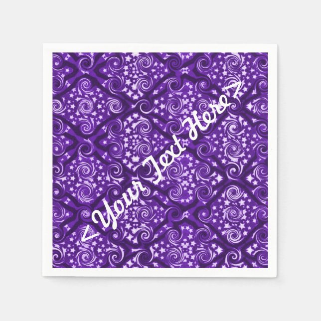Stars and Swirls Purple Personalised Napkins (Front)