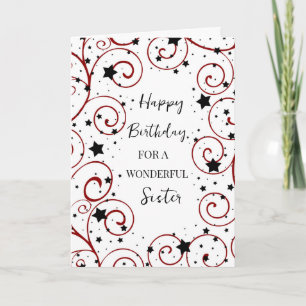 Stars and Swirls Sister Birthday Card