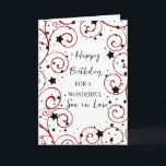 Stars and Swirls Son in Law Birthday Card<br><div class="desc">Birthday card for son in law with a fun stars and swirls design in black and red and thoughtful verse.</div>