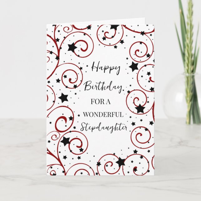 Stars and Swirls Stepdaughter Birthday Card (Front)