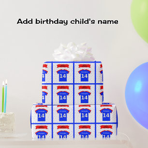 Stars and tshirt personalised 14th birthday wrapping paper