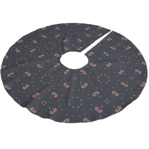 Stars And Unique Spaceship Pattern Brushed Polyester Tree Skirt